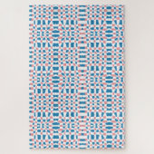 Retro Mod Roze Blauw Checkerboard Abstract Legpuzzel (Verticaal)