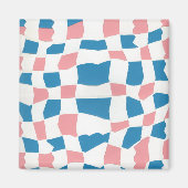 Retro Mod Roze Blauw Checkerboard Abstract Magneet (Voorkant)