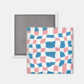 Retro Mod Roze Blauw Checkerboard Abstract Magneet (Voorkant / Achterkant)
