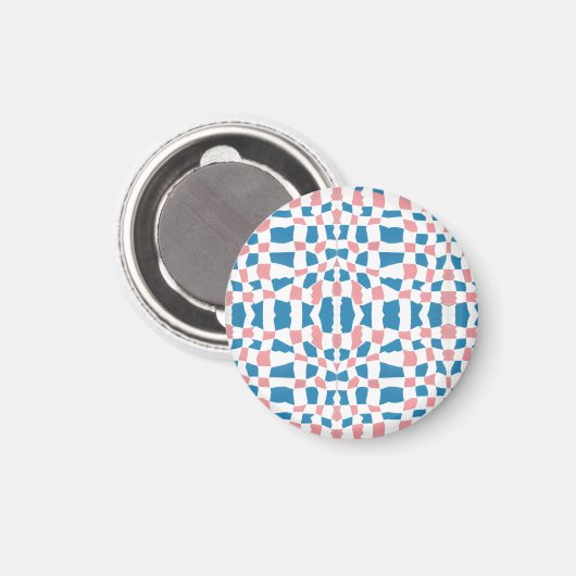 Retro Mod Roze Blauw Checkerboard Abstract Magneet (Voorkant / Achterkant)