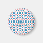 Retro Mod Roze Blauw Checkerboard Abstract Magneet (Voorkant)