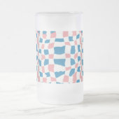 Retro Mod Roze Blauw Checkerboard Abstract Matglas Bierpul (Center)