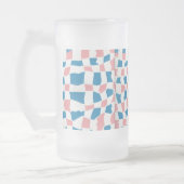 Retro Mod Roze Blauw Checkerboard Abstract Matglas Bierpul (Links)