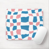 Retro Mod Roze Blauw Checkerboard Abstract Muismat (Met muis)