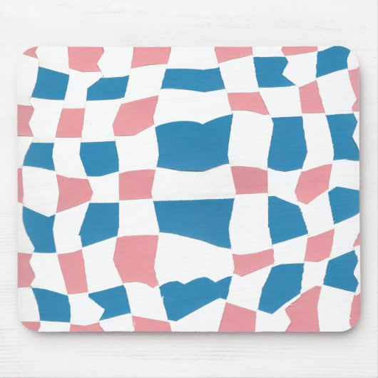 Retro Mod Roze Blauw Checkerboard Abstract Muismat (Voorkant)