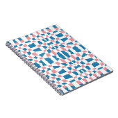 Retro Mod Roze Blauw Checkerboard Abstract Notitieboek (Rechterzijde)