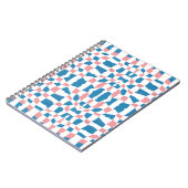 Retro Mod Roze Blauw Checkerboard Abstract Notitieboek (Linkerzijde)