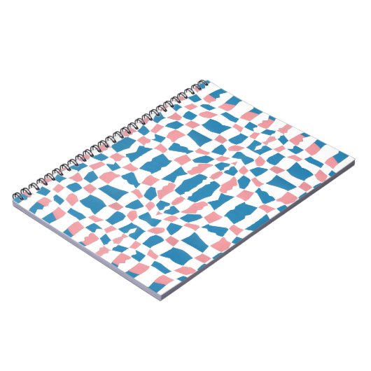 Retro Mod Roze Blauw Checkerboard Abstract Notitieboek (Linkerzijde)