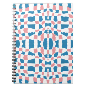 Retro Mod Roze Blauw Checkerboard Abstract Notitieboek
