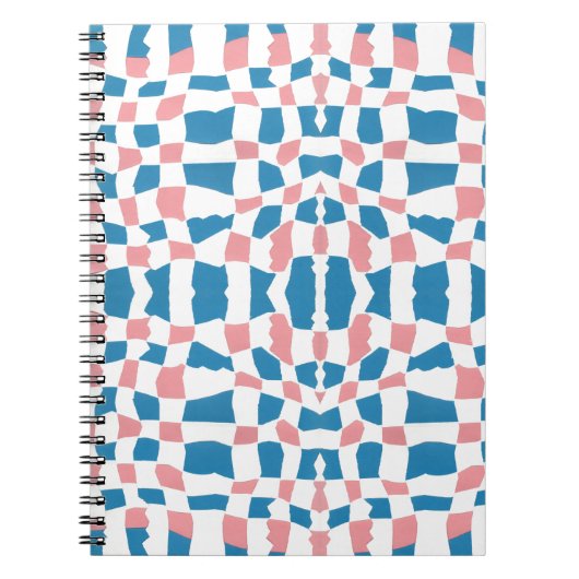 Retro Mod Roze Blauw Checkerboard Abstract Notitieboek (Voorkant)