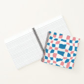 Retro Mod Roze Blauw Checkerboard Abstract Notitieboek (Binnen)