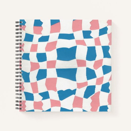 Retro Mod Roze Blauw Checkerboard Abstract Notitieboek (Voorkant)