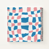 Retro Mod Roze Blauw Checkerboard Abstract Notitieboek (Achterkant)