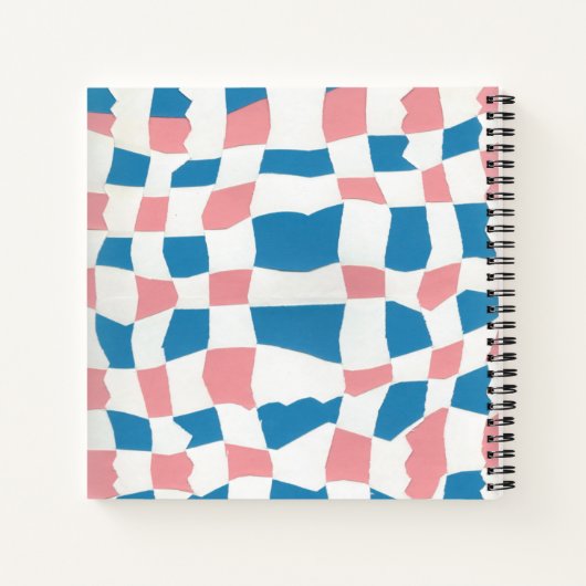 Retro Mod Roze Blauw Checkerboard Abstract Notitieboek (Achterkant)