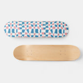 Retro Mod Roze Blauw Checkerboard Abstract Persoonlijk Skateboard (Horizontaal)