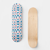 Retro Mod Roze Blauw Checkerboard Abstract Persoonlijk Skateboard (Voorkant)