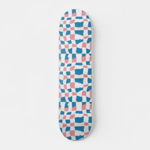 Retro Mod Roze Blauw Checkerboard Abstract Persoonlijk Skateboard