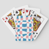 Retro Mod Roze Blauw Checkerboard Abstract Pokerkaarten (Achterkant)
