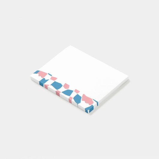 Retro Mod Roze Blauw Checkerboard Abstract Post-it® Notes (Schuin)