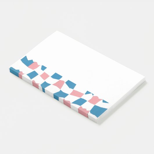Retro Mod Roze Blauw Checkerboard Abstract Post-it® Notes (Schuin)