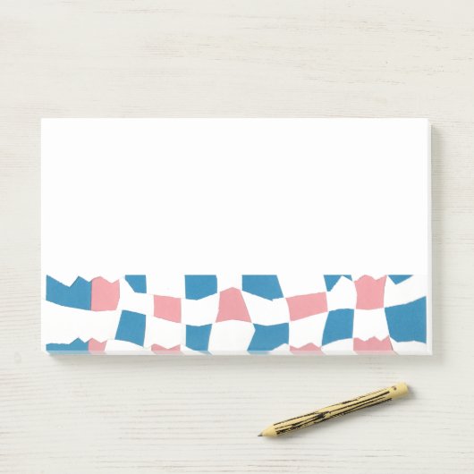 Retro Mod Roze Blauw Checkerboard Abstract Post-it® Notes (Op bureau)
