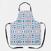 Retro Mod Roze Blauw Checkerboard Abstract Schort (Voorkant)