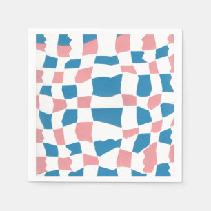 Retro Mod Roze Blauw Checkerboard Abstract Servet