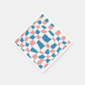 Retro Mod Roze Blauw Checkerboard Abstract Servet (Hoek)