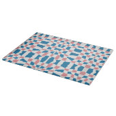 Retro Mod Roze Blauw Checkerboard Abstract Snijplank (Hoek)