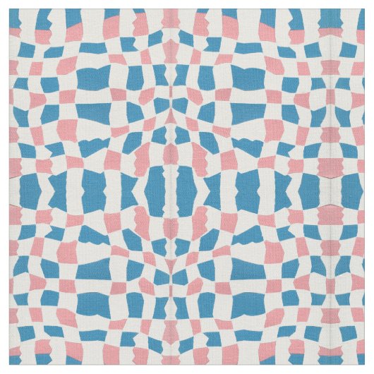 Retro Mod Roze Blauw Checkerboard Abstract Stof (Close Up)