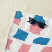 Retro Mod Roze Blauw Checkerboard Abstract Strandlaken (In situ)