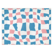 Retro Mod Roze Blauw Checkerboard Abstract Tafelkleed (Voorkant (Horizontaal))