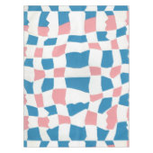 Retro Mod Roze Blauw Checkerboard Abstract Tafelkleed (Voorkant)