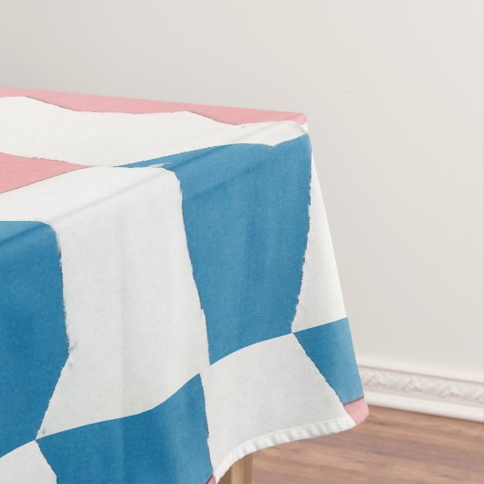 Retro Mod Roze Blauw Checkerboard Abstract Tafelkleed (Voorbeeld)