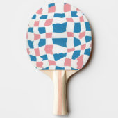 Retro Mod Roze Blauw Checkerboard Abstract Tafeltennisbatje (Achterkant)