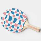 Retro Mod Roze Blauw Checkerboard Abstract Tafeltennisbatje (Zijkant)