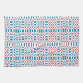 Retro Mod Roze Blauw Checkerboard Abstract Theedoek (Horizontaal)