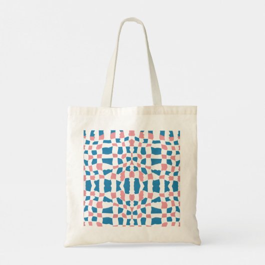 Retro Mod Roze Blauw Checkerboard Abstract Tote Bag (Achterkant)