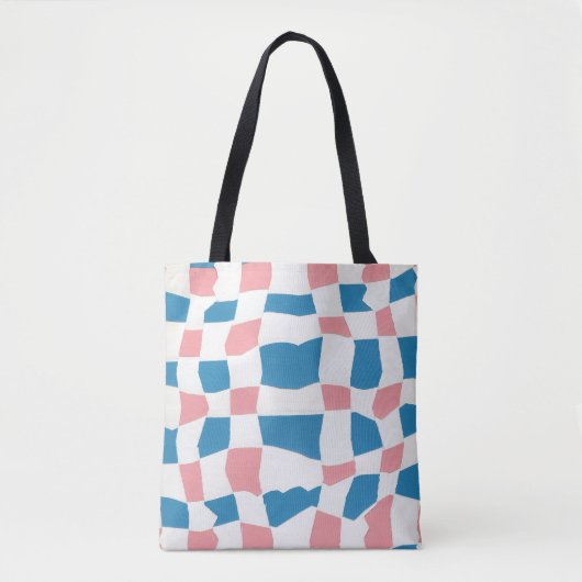 Retro Mod Roze Blauw Checkerboard Abstract Tote Bag (Voorkant)