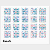 Retro Mod Roze Blauw Checkerboard Abstract Vierkante Sticker (Vel)