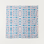 Retro Mod Roze Blauwe Schaakbord Abstract Wandkleed (Voorkant (horizontaal))