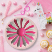 Retro MOD Roze Bloem Bloemrijke Lente Tuinfeest Papieren Bordje (Feest)