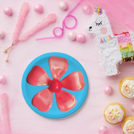 Retro MOD Roze Bloem - Veerlentevakdenhuwelijk Papieren Bordje (Feest)