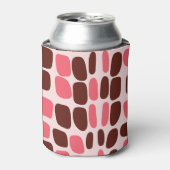 Retro Mod Roze & Chocolade Geometrische Drankkoele Blikjeskoeler (Blikje Voorkant)