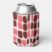 Retro Mod Roze & Chocolade Geometrische Drankkoele Blikjeskoeler (Blikje Achterkant)