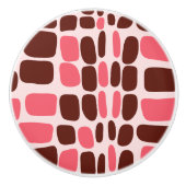 Retro Mod Roze & Chocolade Geometrische Keramische Knop (Voorkant)