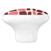 Retro Mod Roze & Chocolade Geometrische Keramische Knop (Zijkant)