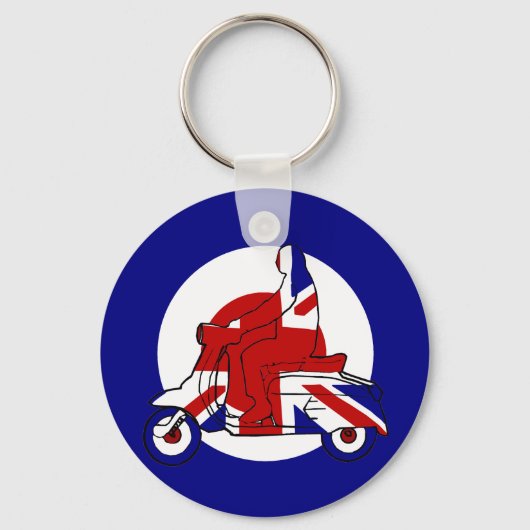 Retro Mod Scooter Boy UK Sleutelhanger (Voorkant)