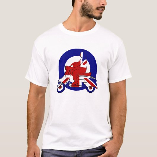 Retro Mod Scooter Boy UK T-shirt (Voorkant)