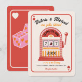 Retro Mod Slot Machine Wedding Kaart (Voorkant / Achterkant)